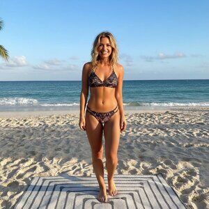 No Boundaries Black and Green Bikini Set with Tribal Print